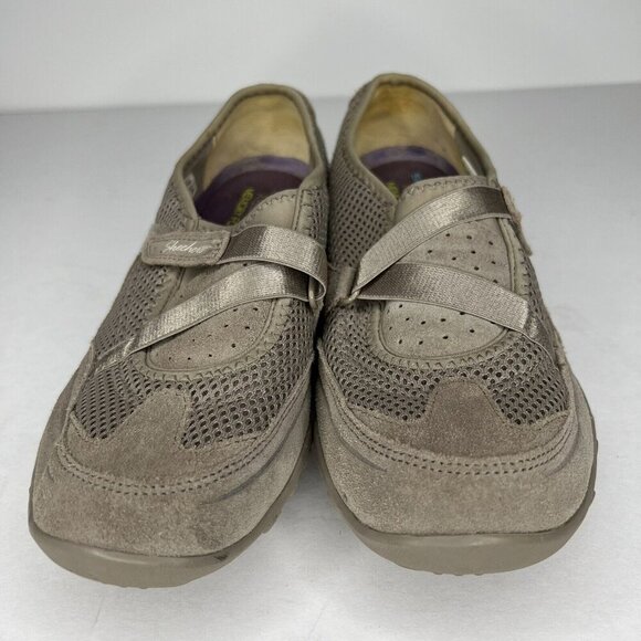 Skechers Breathe Easy Two of a Kind Taupe Suede Mesh Women's Size 8.5 Shoes - Picture 3 of 9